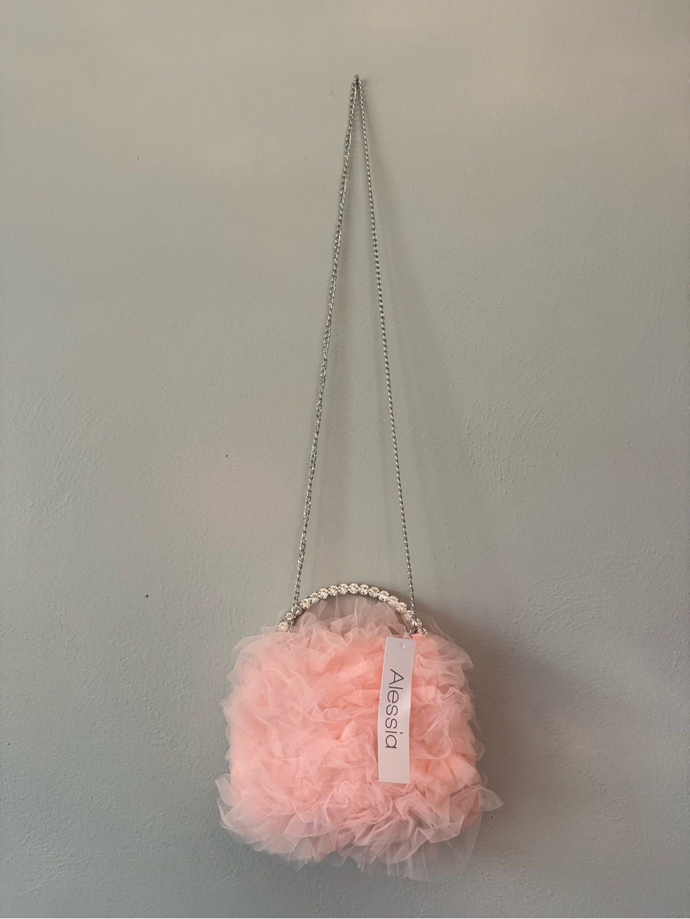 Alessia Pink Ruffle Mini Bag with Chain Strap - Picture 3 of 3